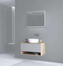 Szafka wisząca pod umywalkę AVIOLA 1S 80 - kaszmir/dąb artisan