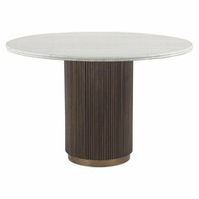 Stół okrągły MAYFIELD 120 cm - biały marmur/brązowy