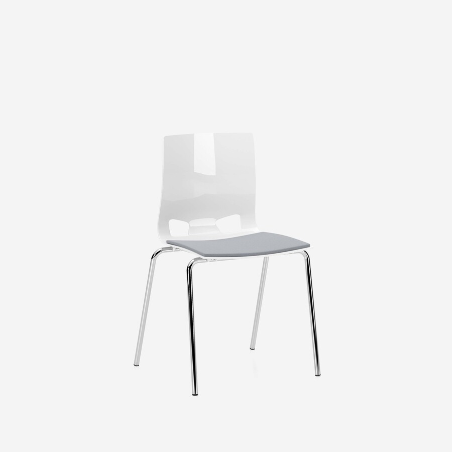 chrom / Gloss White / tkanina BN8078 Krzesło konferencyjne z tapicerowaną nakładką FONDO