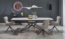 Stół rozkładany ALFREDO 160/240x91 - biały marmur/czarny