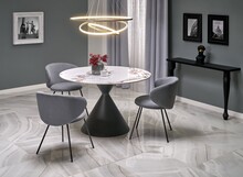 Stół okrągły GARET 120 cm - biały marmur/czarny