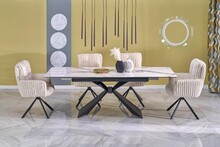 Stół rozkładany LUCIANO 180/230x90 - biały marmur/czarny