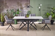 Stół rozkładany PLATAN 140/180x85 - biały marmur/czarny