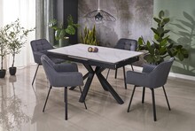 Stół rozkładany PLATAN 140/180x85 - biały marmur/czarny