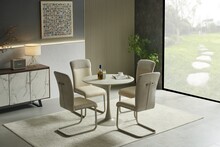 Stół okrągły TOLIO 90 cm - trawertyn/kaszmir
