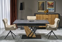 Stół rozkładany VOLANT 140/180x90 - czarny marmur/dąb złoty