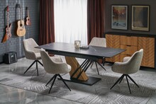Stół rozkładany VOLANT 140/180x90 - czarny marmur/dąb złoty