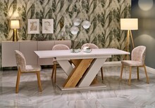 Stół rozkładany BRANDON 160/200x90 - kaszmir/dąb cremona