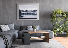 Ława z półkami MURCIA - dąb artisan/czarny