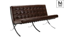 Sofa 2-osobowa skórzana BARCELON VINTAGE - brązowy