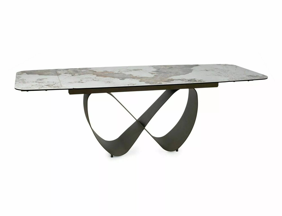 Stół rozkładany INFINITY CERAMIC 160/240x95 - biały połysk/miedziany